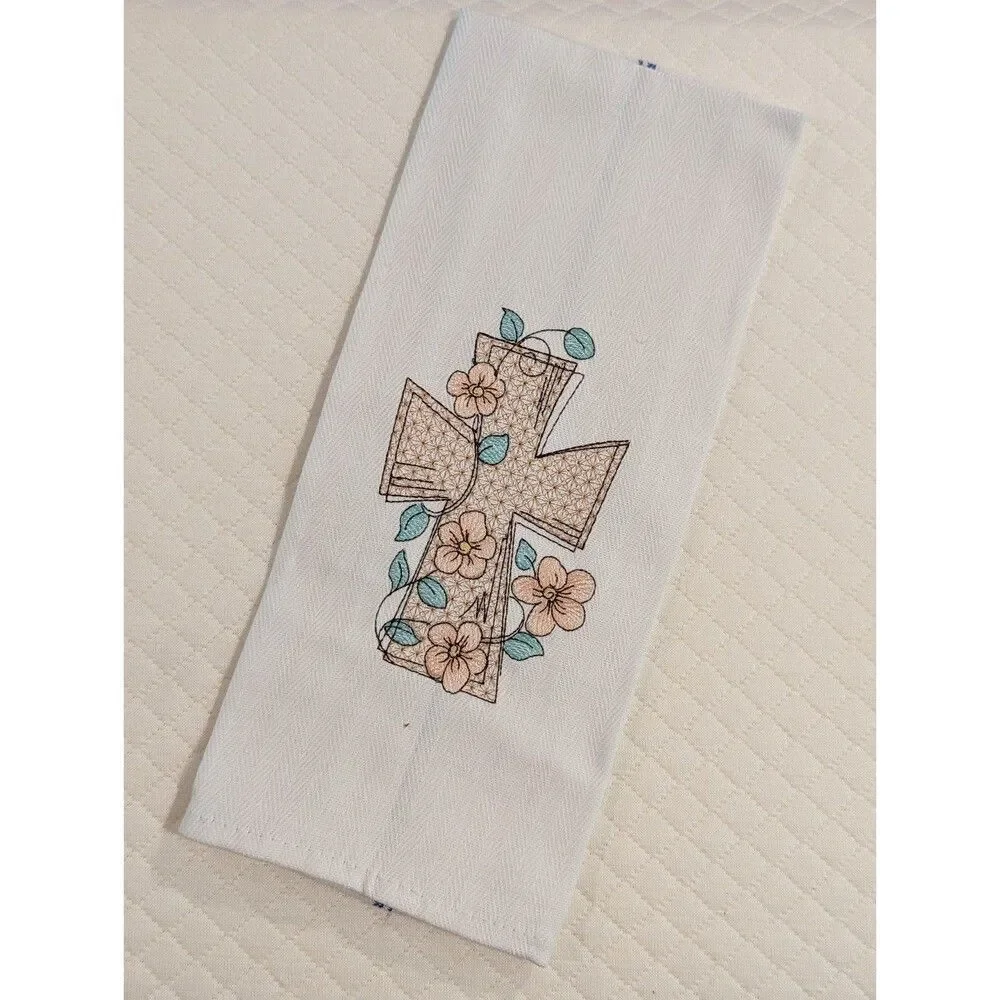 Embroidered gorgeous intricate cross decorative towel New Handmade Non smoking